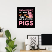 Funny Country Pig Lovers Poster (Thuiskantoor)