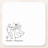 funny couple Hand Drawn  wedding Kartonnen Onderzetters (Voorkant)