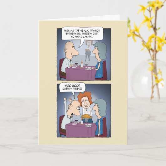 Funny Couple in Restaurant Love Kaart (Gele Bloem)