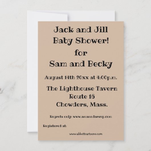 Funny Couples Baby shower Uitnodiging (Achterkant)