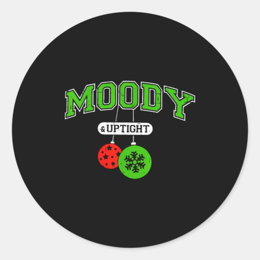 Funny Couples Christmas Merry And Bright Moody And Ronde Sticker (Voorkant)