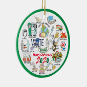 Funny Covid 19 2020 kerstaire herinneringen 2 kera Keramisch Ornament (Rechts)