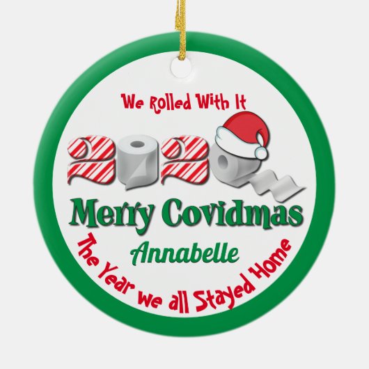 Funny Covid 19 2020 kerstaire herinneringen 2 kera Keramisch Ornament (Achterkant)