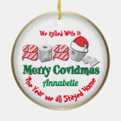Funny Covid 19 2020 kerstherinneringen Gold Keramisch Ornament (Achterkant)