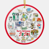 Funny Covid 19 2021 keramische herinneringen Keramisch Ornament (Voorkant)