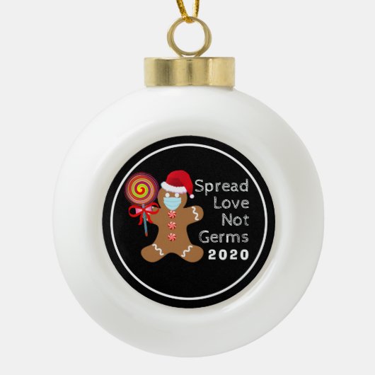 Funny Covid 19-kerstavond Masker Gingerbrood Man Keramische Bal Ornament (Voorkant)
