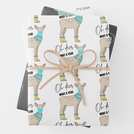 Funny Covid Animal kerstcadeautjes Inpakpapier Vel (In situ)