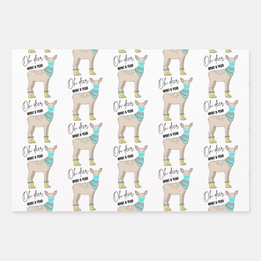 Funny Covid Animal kerstcadeautjes Inpakpapier Vel (Voorkant)