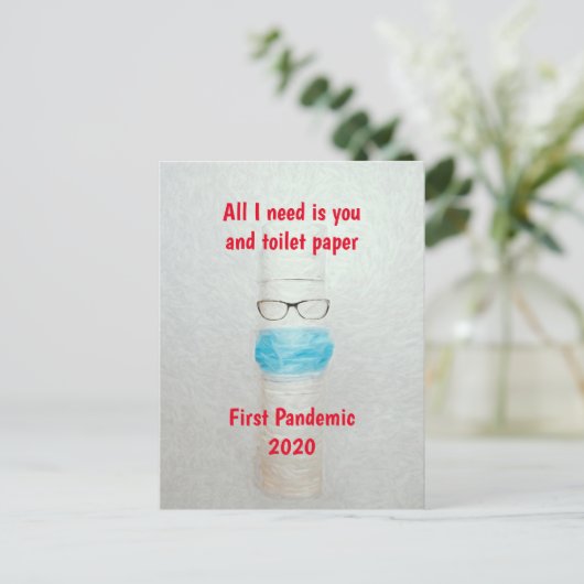 Funny Covid First Pandemic 2020 Toilet Paper Briefkaart (Staand voorkant)