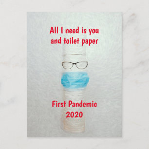 Funny Covid First Pandemic 2020 Toilet Paper Briefkaart
