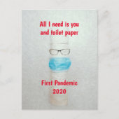 Funny Covid First Pandemic 2020 Toilet Paper Briefkaart (Voorkant)