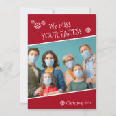 Funny Covid Foto we Miss Your Faces Red Feestdagenkaart (Voorkant)