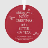 Funny Covid Foto we Miss Your Faces Red Ornament (achterkant)