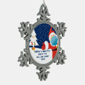 Funny Covid kerstkerstkerstkerstbedekking, aangepa Tin Sneeuwvlok Ornament (Links)