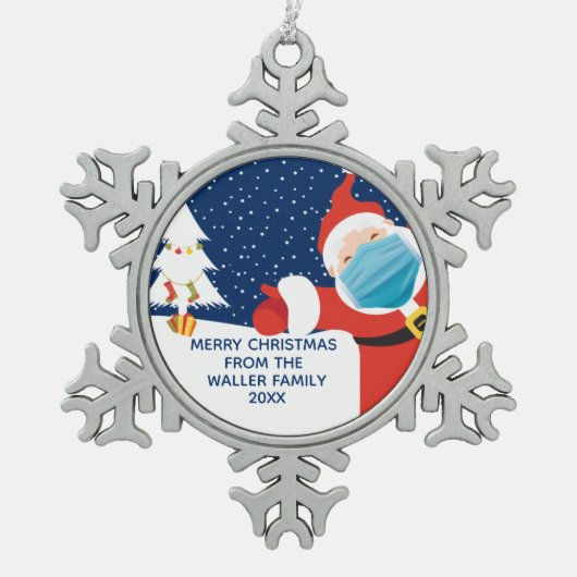 Funny Covid kerstkerstkerstkerstbedekking, aangepa Tin Sneeuwvlok Ornament (Voorkant)