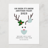 Funny Covid-kerstrenrendiermasker met gezichtsmask Feestdagenkaart (Voorkant)