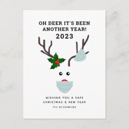 Funny Covid-kerstrenrendiermasker met gezichtsmask Feestdagenkaart