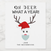 Funny Covid-kerstrenrendiermasker met gezichtsmask Wijn Etiket (Enkel label)