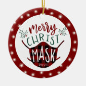 Funny COVID MERRY ChristusMASK Buffalo Check Keramisch Ornament (Voorkant)