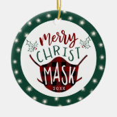 Funny COVID MERRY ChristusMASK Buffalo Pset Foto Keramisch Ornament (Voorkant)