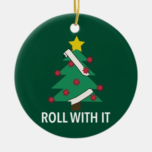 Funny Covid-Ornament met kerstbomen Keramisch Ornament (Voorkant)