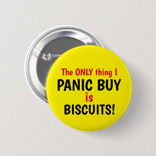 Funny Covid Panic Buy Biscuits Yellow Button (Voorkant /achterkant)