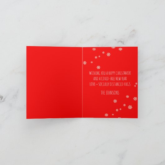 Funny Covid Santa Mask Kerstmis Feestdagen Kaart (Binnen)