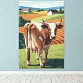 Funny cow 1930s WPA national parks style Canvas Afdruk (Insitu (Houten vloer))