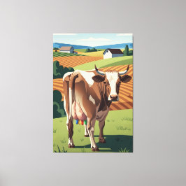 Funny cow 1930s WPA national parks style Canvas Afdruk