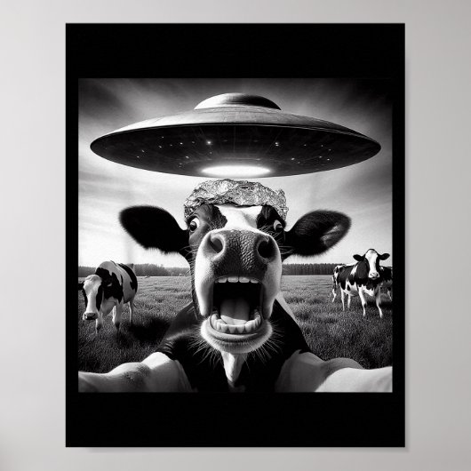 Funny Cow Abduction By Ufo Selfie - Hilarious Alie Poster (Voorkant)