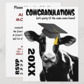 Funny Cow Afstuderen gefeliciteerd Kaart (Voorkant / Achterkant)