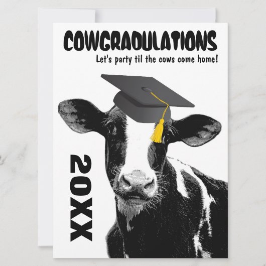 Funny Cow Afstuderen gefeliciteerd Kaart (Voorkant)