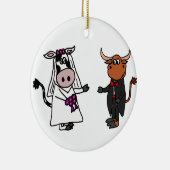 Funny Cow and Bull Wedding Keramisch Ornament (Rechts)