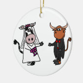 Funny Cow and Bull Wedding Keramisch Ornament (Links)