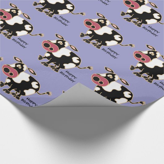Funny Cow Birthday Gift Wrap Cadeaupapier (Hoek)