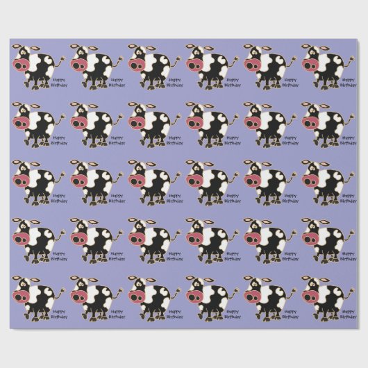 Funny Cow Birthday Gift Wrap Cadeaupapier (Vlak)