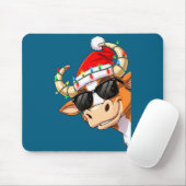 Funny Cow Christmas Cool Longhorn Santa Cow Hat Ho Muismat (Met muis)