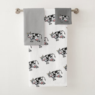Funny Cow Custom Towel Set Bad Handdoek