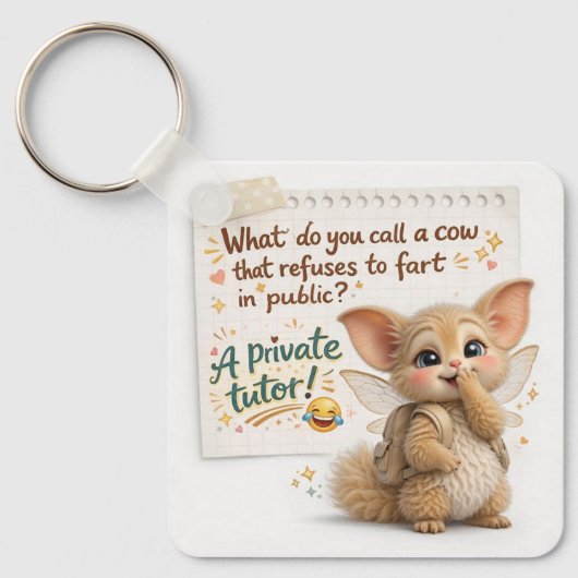 Funny Cow Dad Joke Sleutelhanger (Voorkant)
