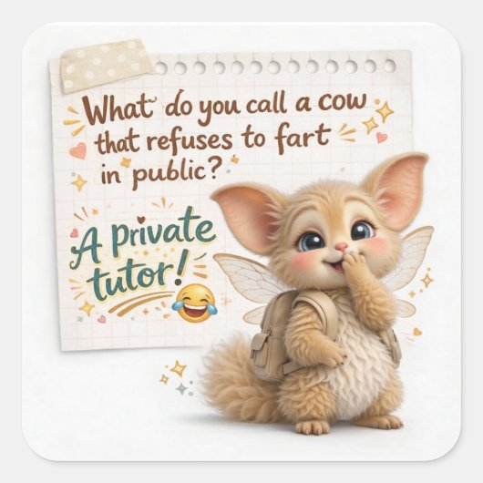 Funny Cow Dad Joke Vierkante Sticker (Voorkant)