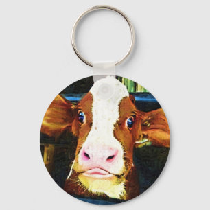 Funny Cow Face Sleutelhanger