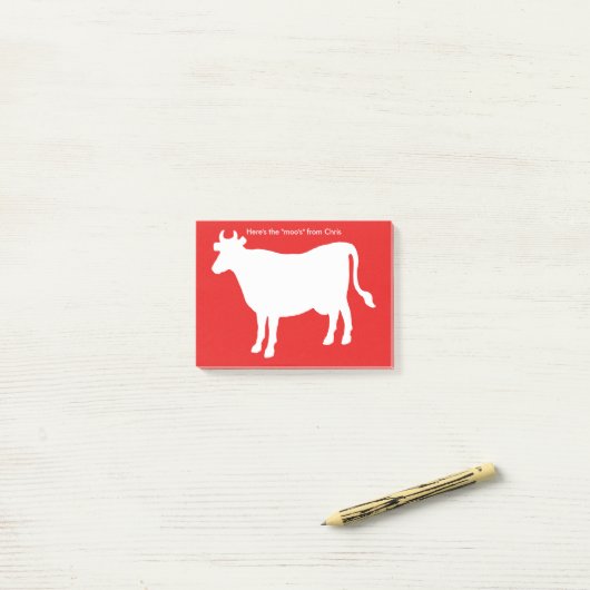 Funny Cow "Hier is de Moo's" Post-it® Notes (Op bureau)