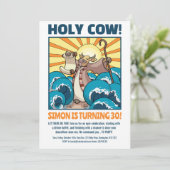 Funny Cow Holy Cow! Big Birthday Party Cartoon Kaart (Staand voorkant)