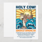 Funny Cow Holy Cow! Big Birthday Party Cartoon Kaart (Voorkant / Achterkant)