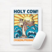 Funny Cow Holy Cow! I'm Being Productive! Cartoon Muismat (Met muis)