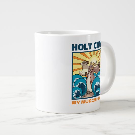 Funny Cow Holy Cow! My Mug Is Huge Epic Cartoon Grote Koffiekop (Voorkant rechts)