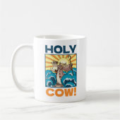 Funny Cow Holy Cow! Visual Pun Animal Cartoon Koffiemok (Links)