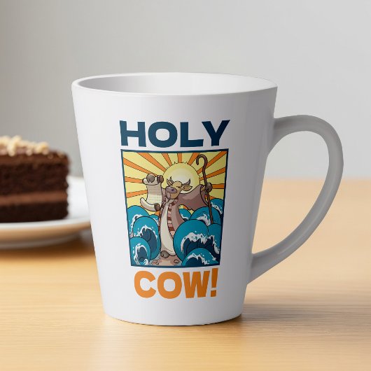 Funny Cow Holy Cow! Visual Pun Animal Cartoon Latte Mok