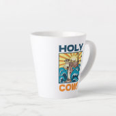 Funny Cow Holy Cow! Visual Pun Animal Cartoon Latte Mok (Rechterhoek)