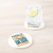 Funny Cow Holy Cow! Visual Pun Animal Cartoon Zandsteen Onderzetter (Zijkant)